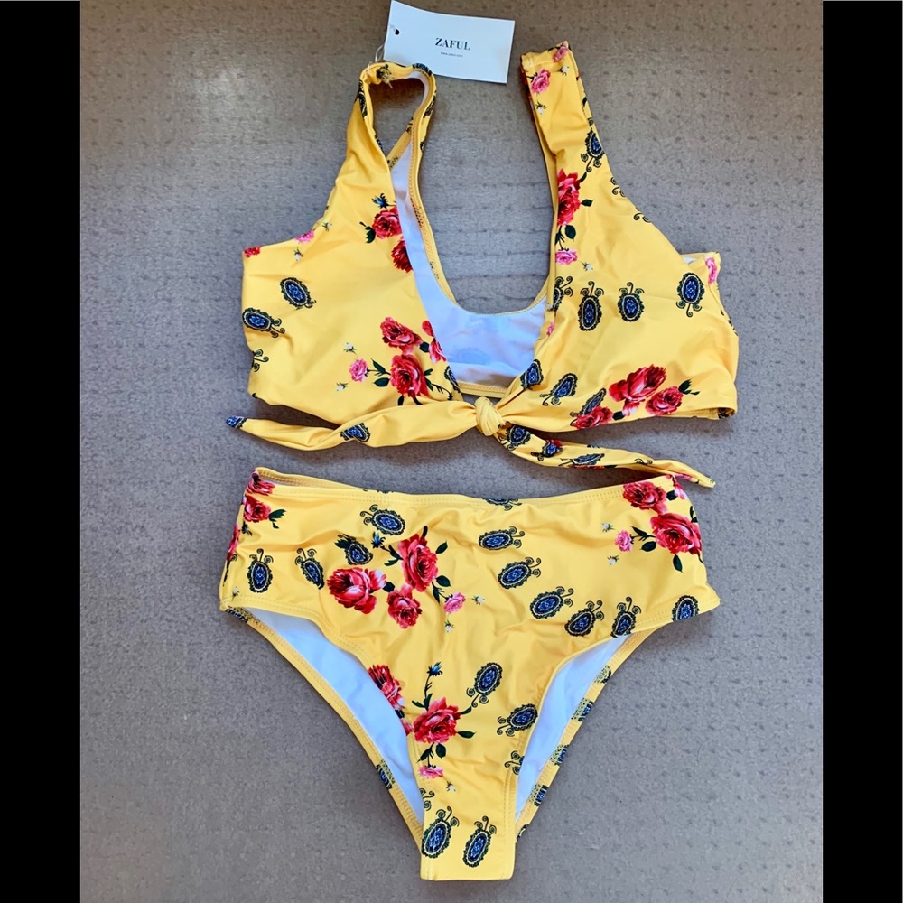 Zaful floral printed high cut bikini